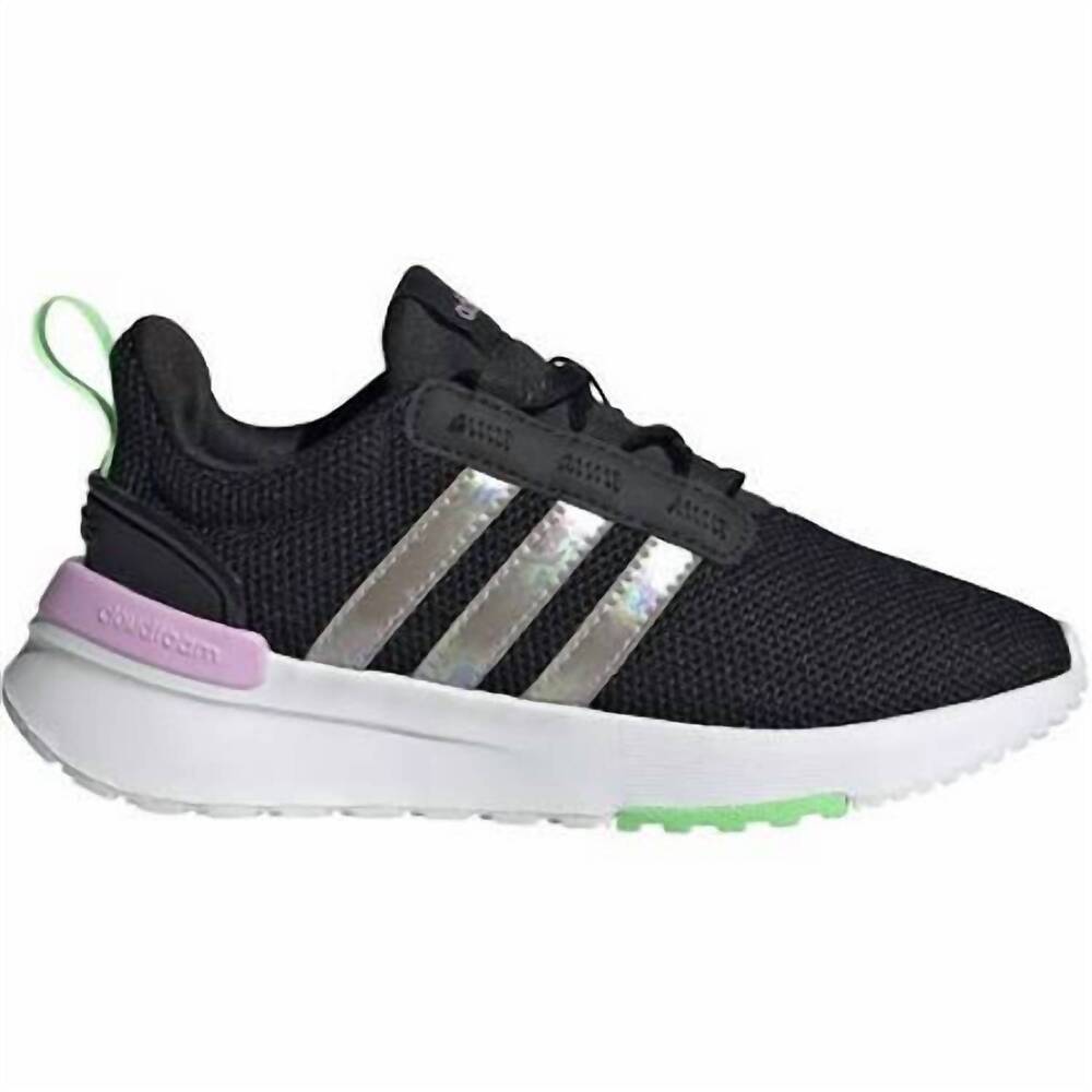 NEW ADIDAS kids acer tr21 sneaker in black/white/purple